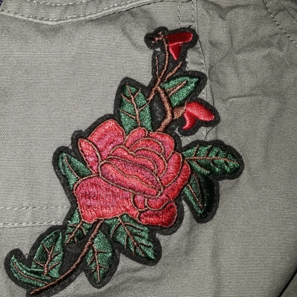 Embellished & Embroidered Olive Green Jacket Coat - Picture 6 of 8